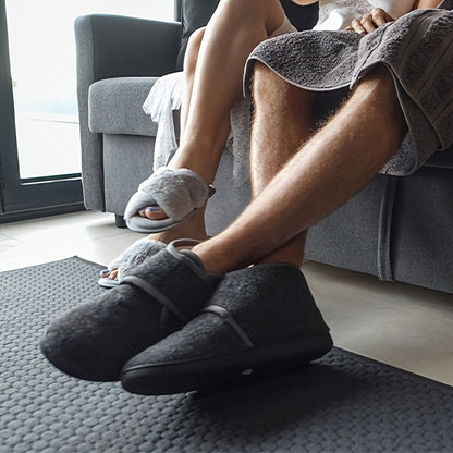 Men's Comfort Slippers with Velcro Closure and High Shaft – Comfortable Vintage Slippers for Every Day