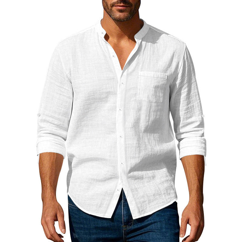 Mark – Langärmliges Casual-Hemd mit Stehkragen und Taschen für Herren