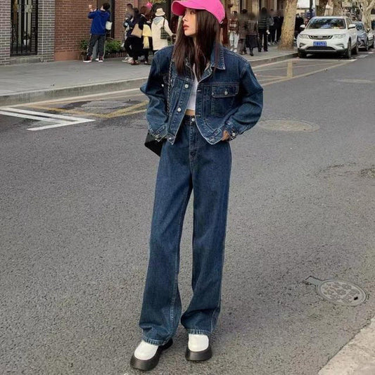 Rory – Hoch geschnittene gerade weitbeinige Jeans im Set