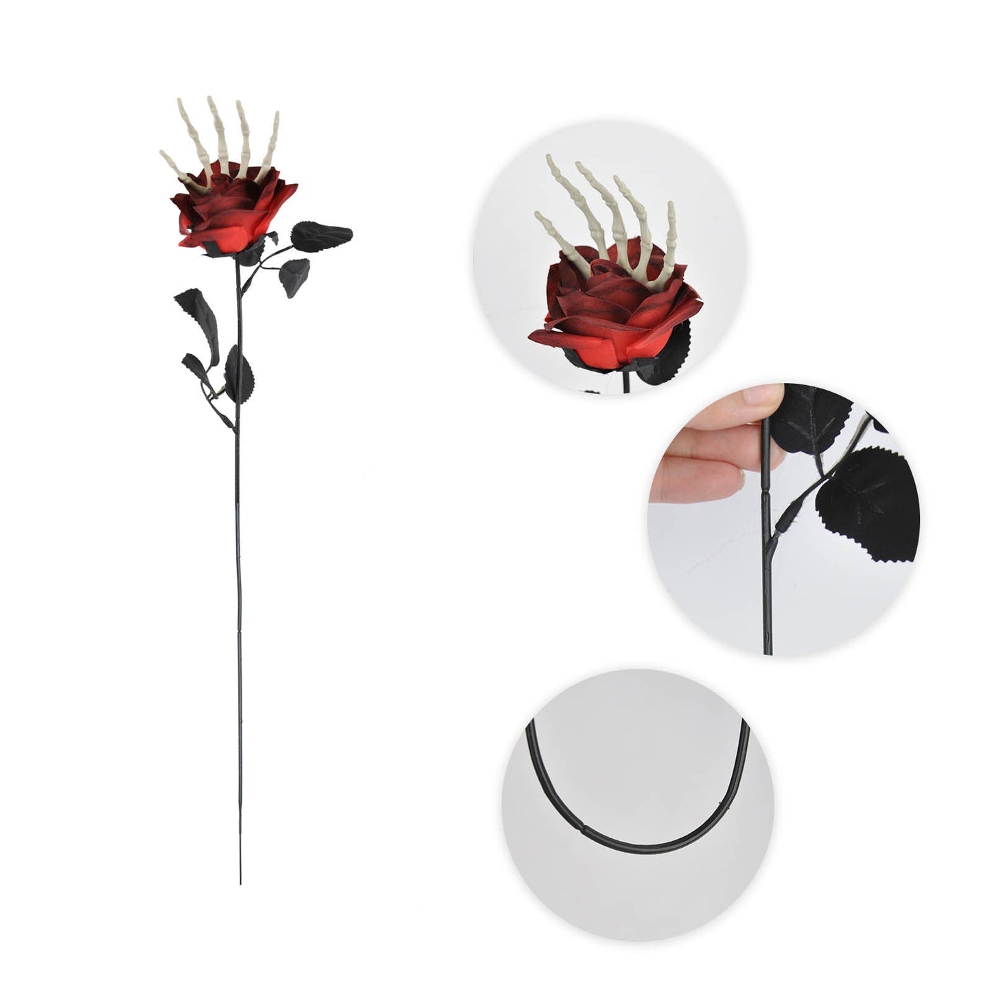Halloween decoration artificial flowers roses with skeleton hand – spooky party decoration