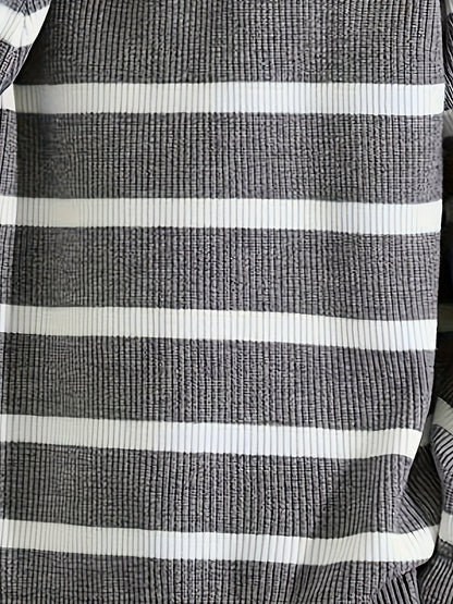 Herren Strickpullover mit Reißverschluss, gestreifter Casual Look für Herbst und Winter