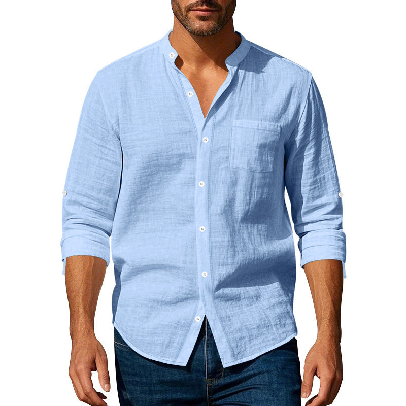 Mark – Langärmliges Casual-Hemd mit Stehkragen und Taschen für Herren