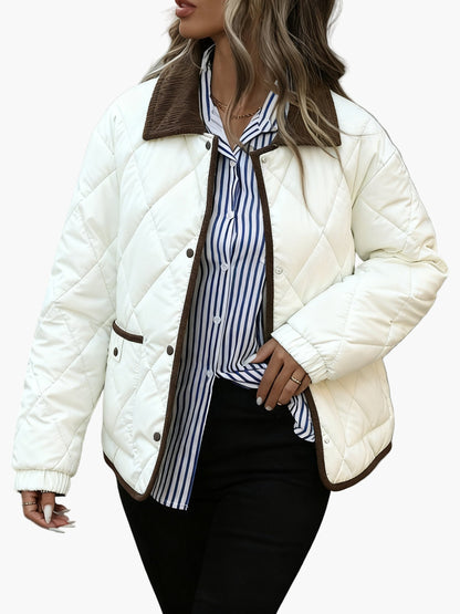 Women's Vintage Quilted Jacket with Contrast Details – Stylish Transitional Jacket for Everyday and Leisure