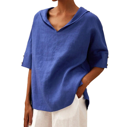 Damen Legere V-Ausschnitt Halbarm Bluse – Lässige Alltagsmode mit modernem Schnitt