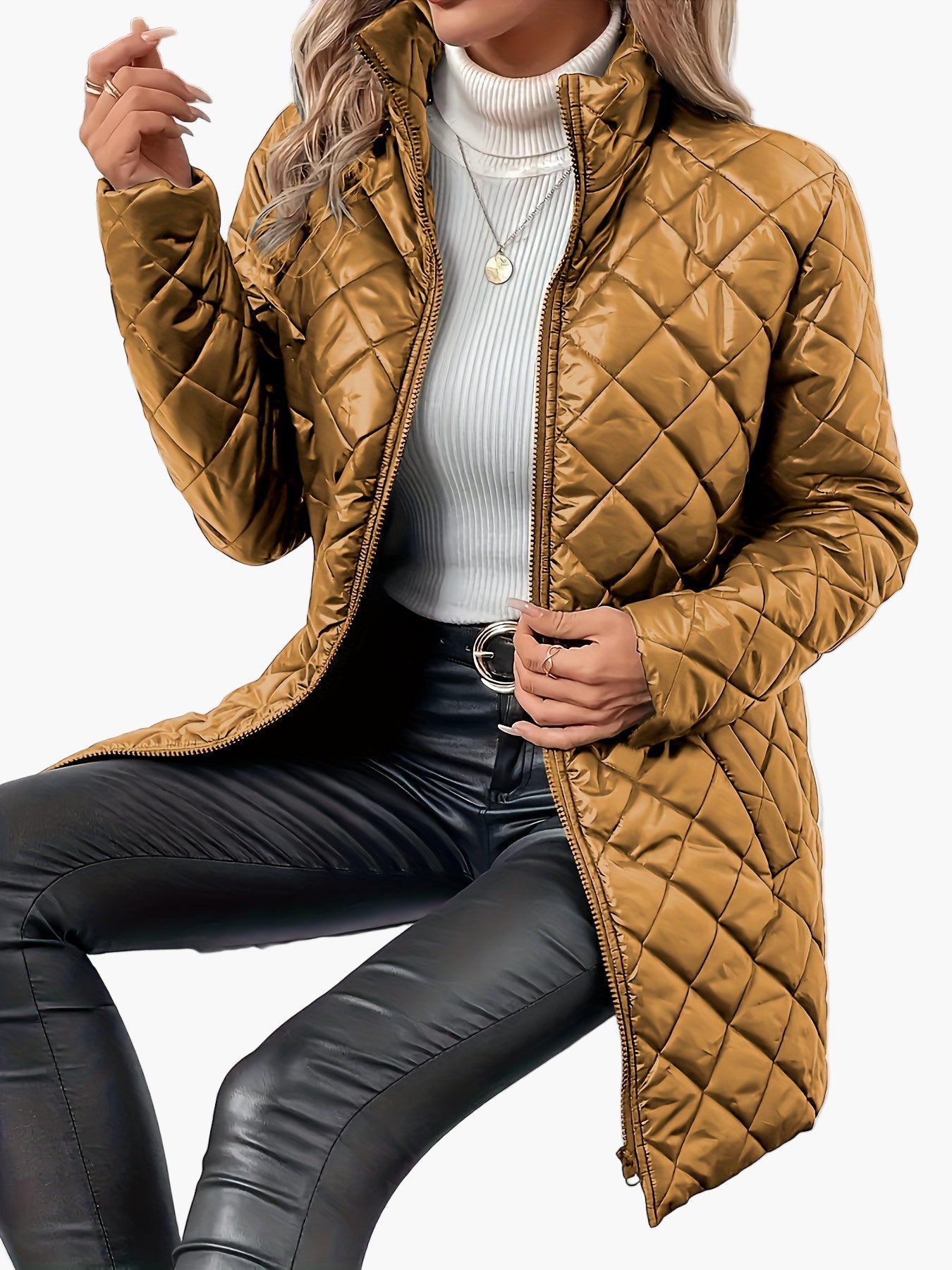 Women's quilted jacket with zipper – fashionable transitional jacket for everyday and leisure use