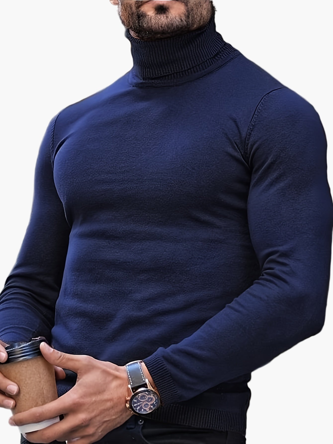 Men's turtleneck sweater – Fashionable, slim-fit knitted sweater for leisure and everyday wear