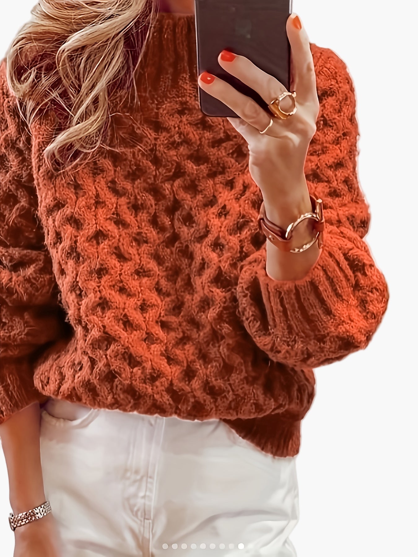 Damen Pullover Strickmode mit Strukturmuster für Herbst und Winter – Modischer Freizeit-Look