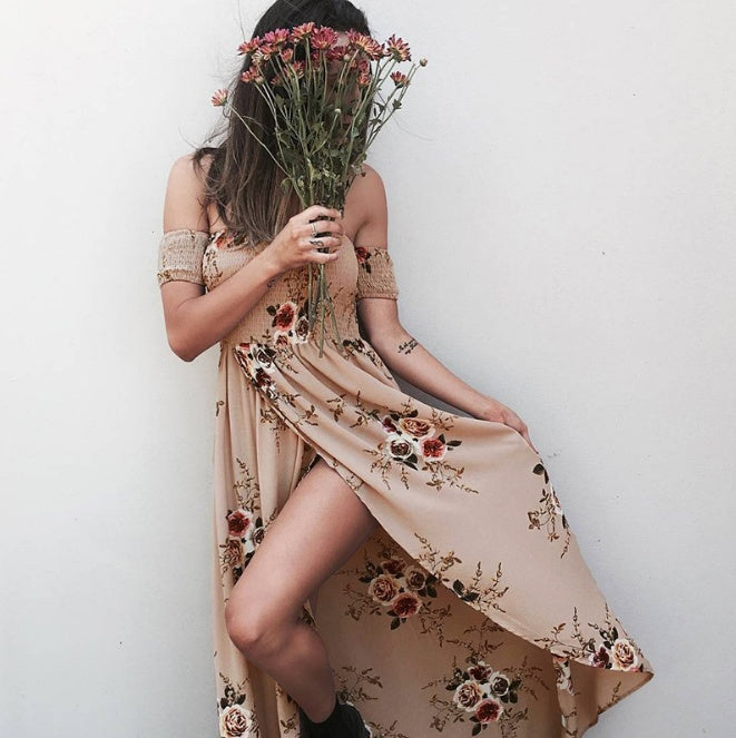 Jessica – Boho Maxikleid Off-Shoulder Sommer