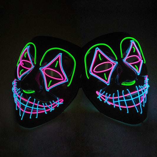 Halloween LED Light Mask for Adults – Creepy Party and Costume Mask with Neon Effect