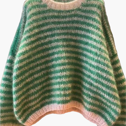 Damen Strickpullover mit Streifenmuster für Herbst und Winter, lässiger Style