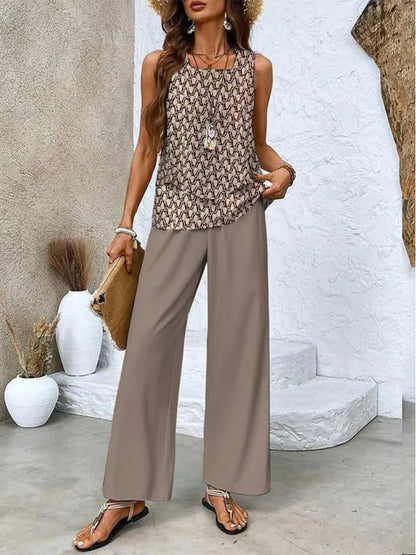 Tanya – Ärmellose Doppelschicht-Weste und lockere gerade Hose für Damen