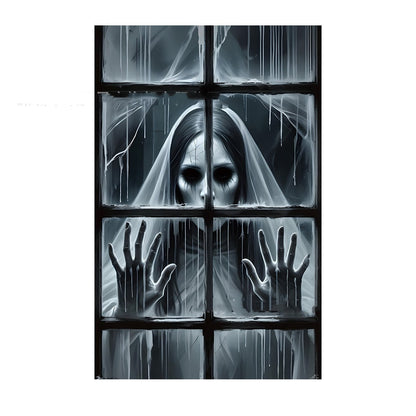 Halloween window decoration – creepy nun for haunted house & party