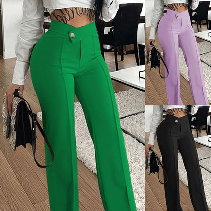 Tracy – Gerade Damenhose mit Schnalle und modischem Uni-Design