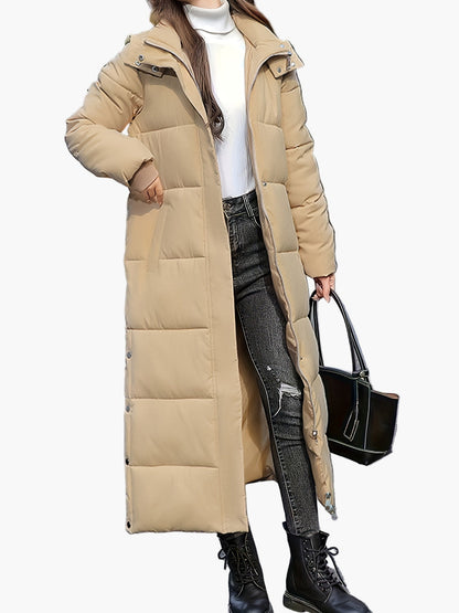 Women's Long Quilted Coat Elegant Winter Coat with Hood – Perfect for Everyday and Outdoor Use
