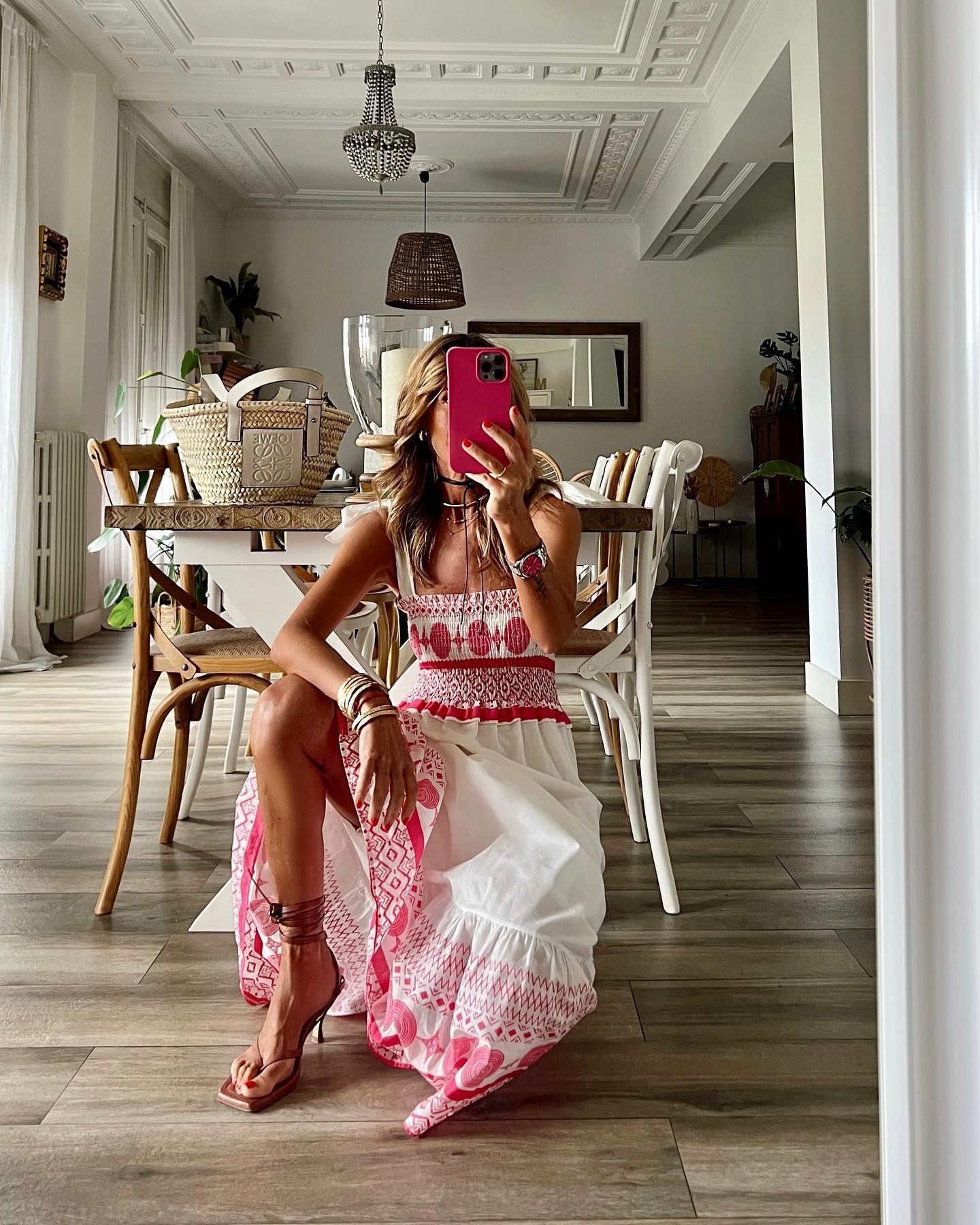 Sophia – Bedrucktes, Schnürbares, Elastisches Langkleid