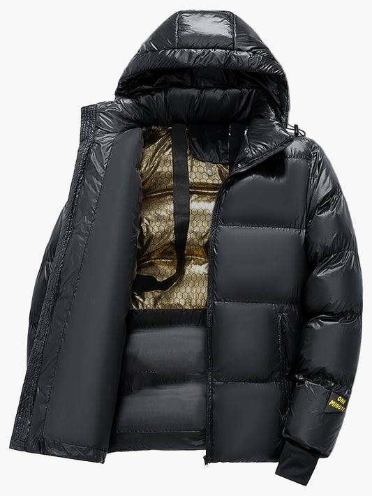 Herren Daunen-Steppjacke mit Kapuze für Outdoor und Alltag – Winterjacke im sportlichen Stil