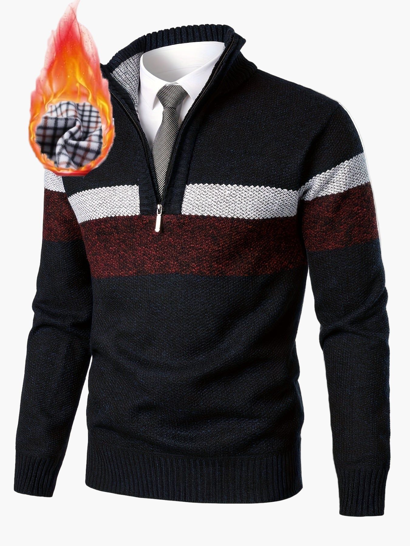 Men's knitted pullover with quarter zipper – fashionable casual style for autumn & winter