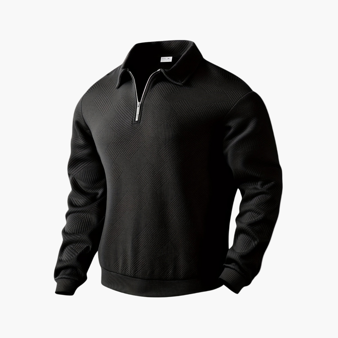 Men's Vintage Sweatshirt with Zipper – Geometric Pattern, Fashionable & Versatile