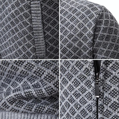 Men's cardigan with zipper – Elegant business & casual jacket in modern pattern style