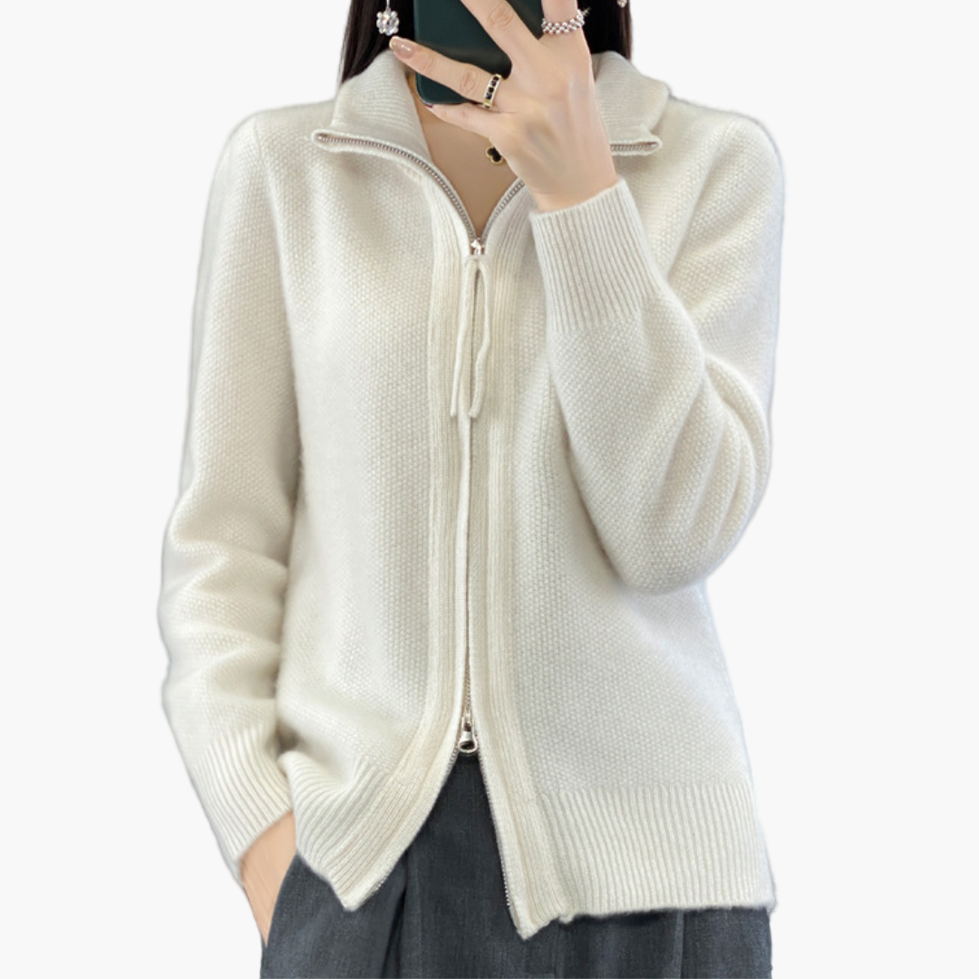 Damen Strickjacke mit Reißverschluss – Klassischer Stil für Büro und Freizeit