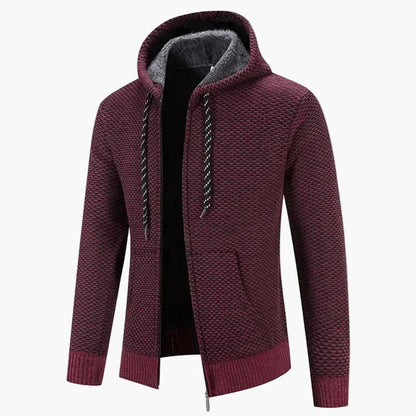 Herren Strick-Kapuzenjacke für Herbst & Winter – Warmes Freizeit Hoodie mit Reißverschluss