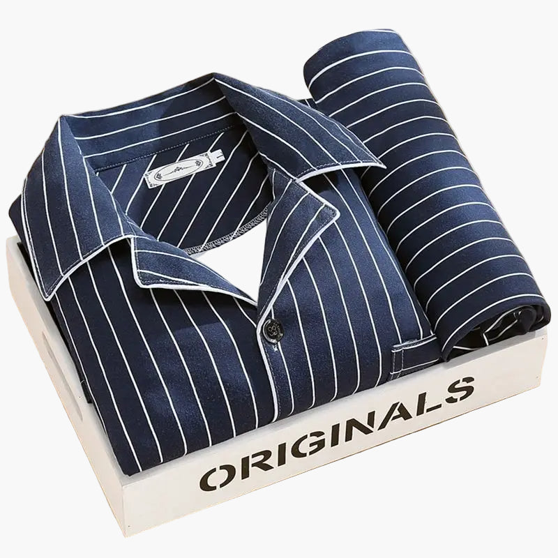 Men's Pajama Set with Wheat Pattern – Classic Pajama Suit for Stylish Nights