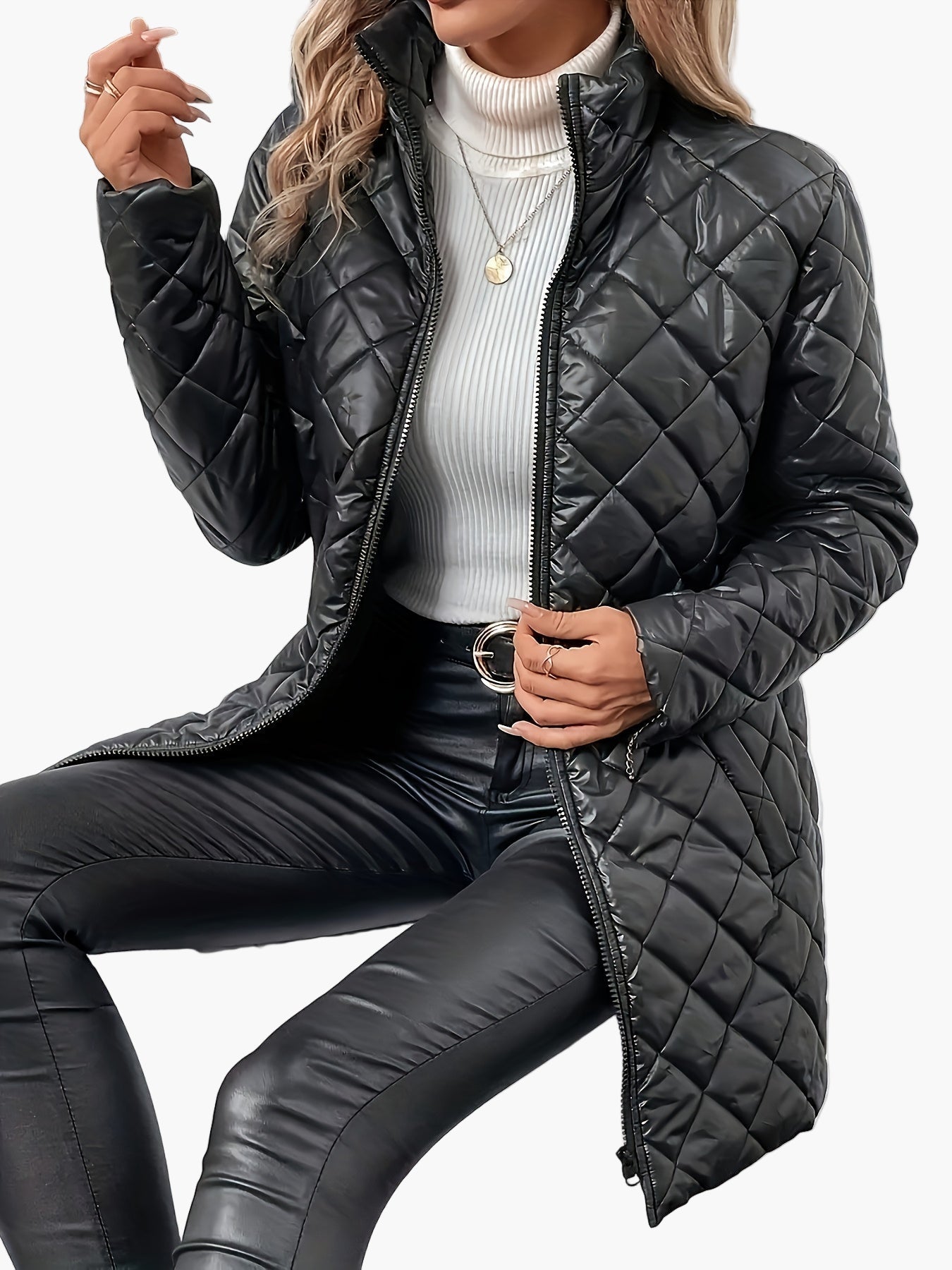 Women's quilted jacket with zipper – fashionable transitional jacket for everyday and leisure use