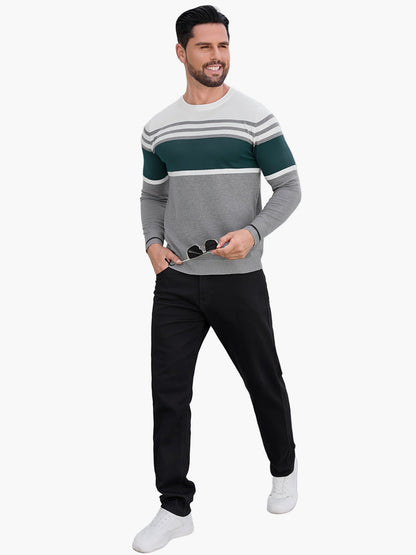 Men's Sweater with Stripe Pattern – Modern Casual Sweater for Everyday and Office