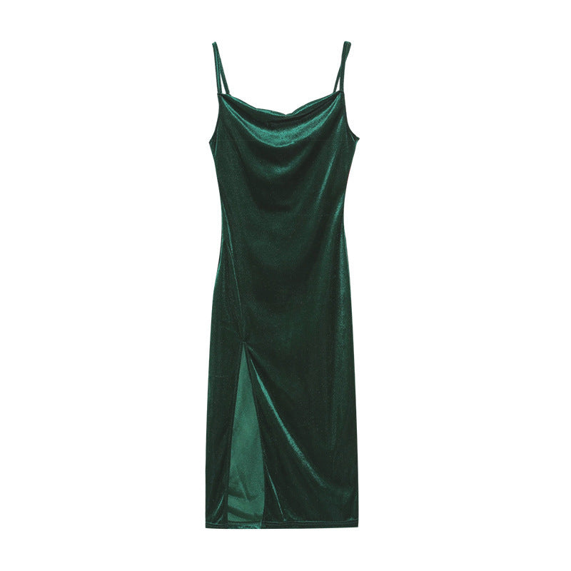 Tamara – Schickes Trägerkleid mit Schlitz in soliden Farben