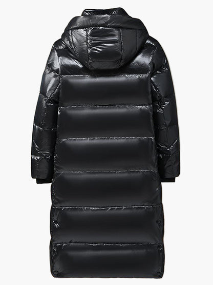 Men's Down Quilted Coat with Hood – Long Winter Coat for Leisure and Outdoor Activities