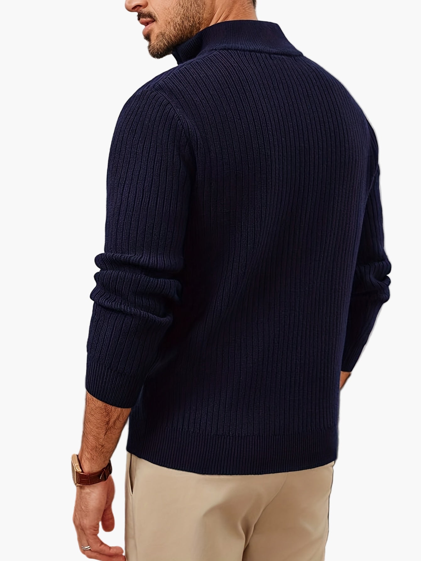 Men's Half-Zip Knit Sweater – Stylish Casual Sweater for Autumn and Winter