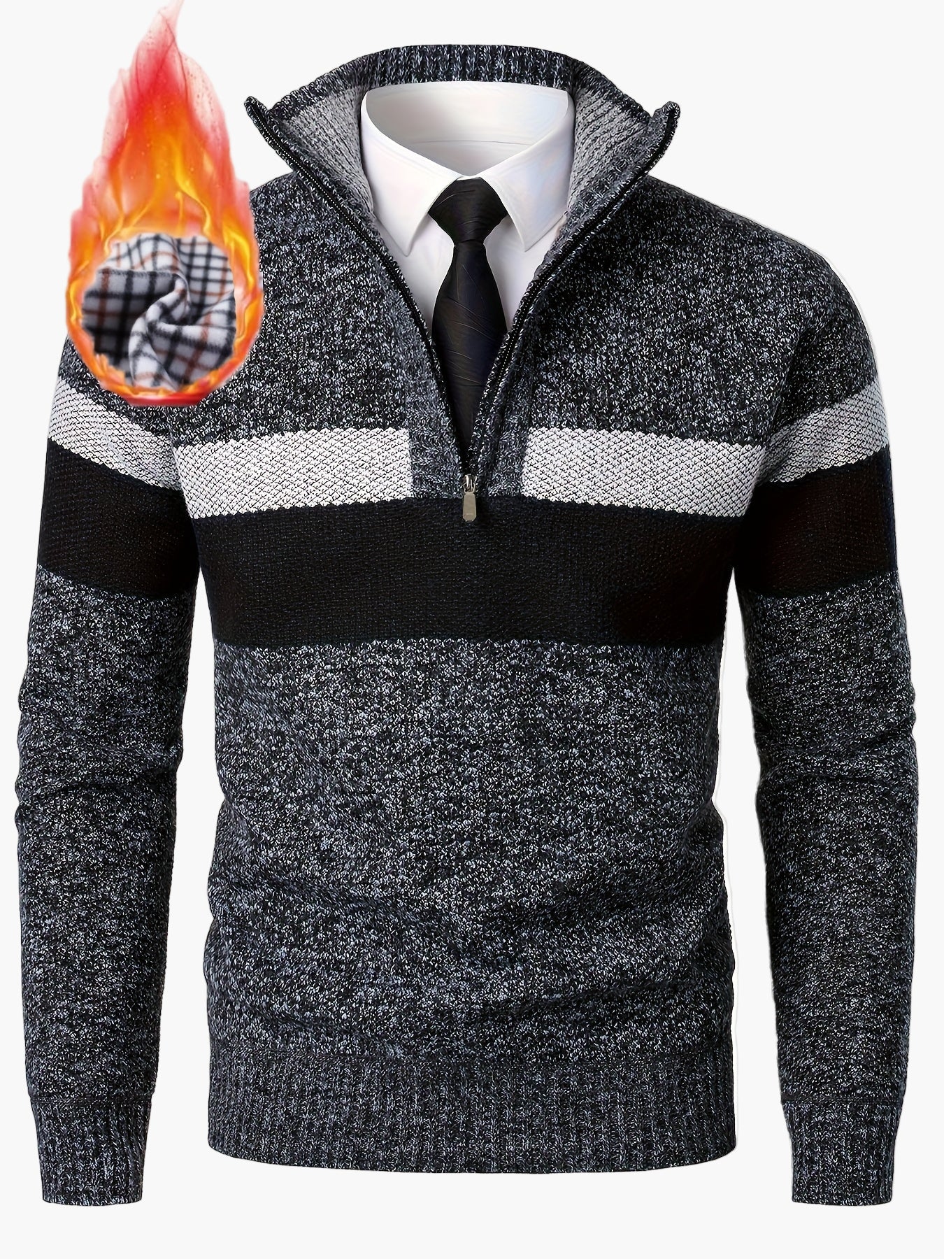 Men's knitted pullover with quarter zipper – fashionable casual style for autumn & winter