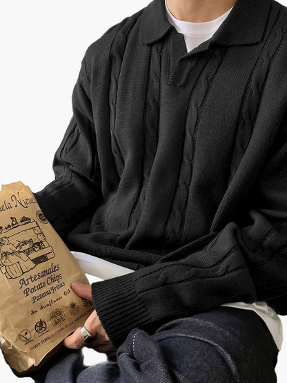 Men's Polo Knit Sweater in Casual Style – Fashionable Leisure Look for Everyday and Going Out