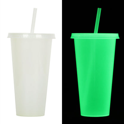 Halloween party cup with straw – glowing drinking cup for Halloween drinks & decoration