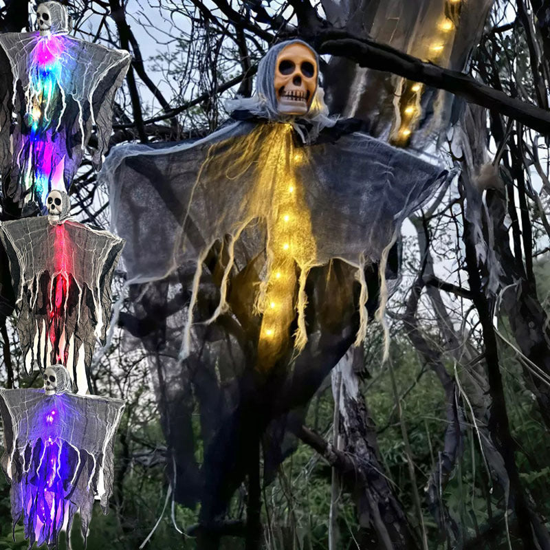 Halloween Hanging Ghost Decoration with LED Lights – Creepy Party and Garden Decor