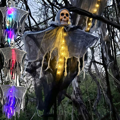 Halloween Hanging Ghost Decoration with LED Lights – Creepy Party and Garden Decor