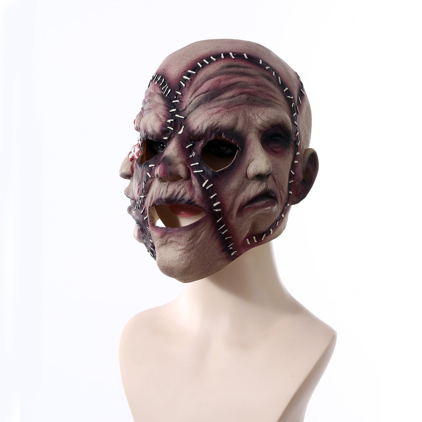 Halloween three-sided face mask for adults – creepy latex horror mask for costume & party