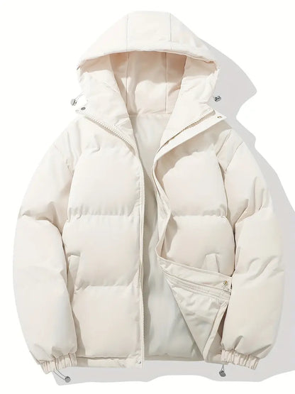 Men's Winter Quilted Jacket with Hood – Classic Style for Cold Days