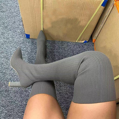 Heidi – Über-Knie-Lange Stiefel mit Spitzzehe und Hohem Absatz für Frauen