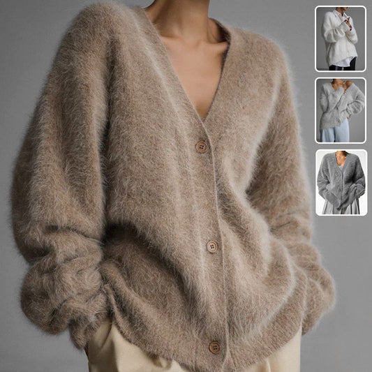 Carol – Lockere V-Ausschnitt Knopf-Cardigan für Damen