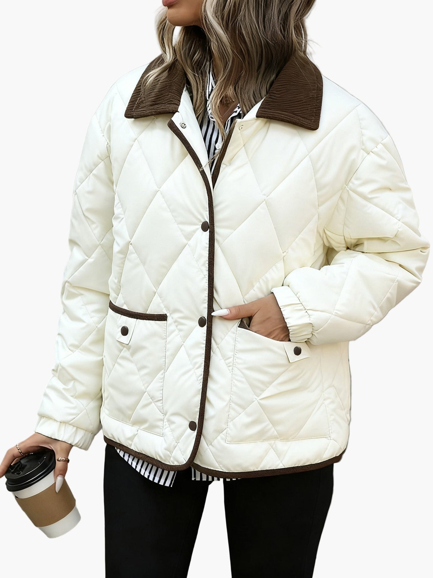 Women's Vintage Quilted Jacket with Contrast Details – Stylish Transitional Jacket for Everyday and Leisure