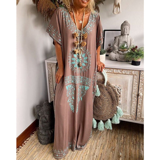 Julie – Boho Maxikleid mit V-Ausschnitt