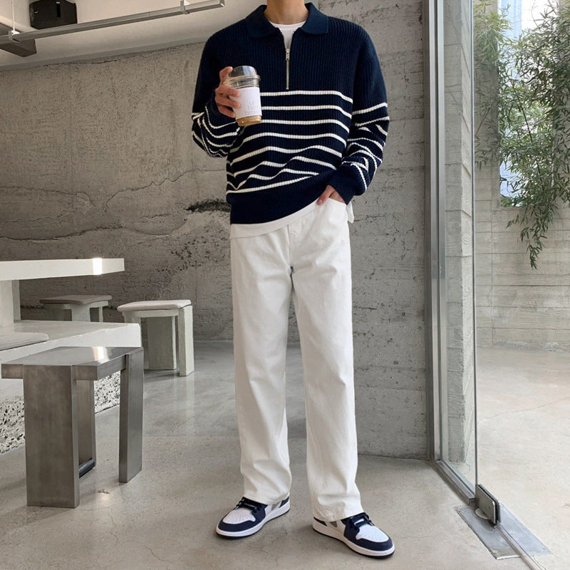 Stanley – Long-sleeved Sweater with Lapel for Men