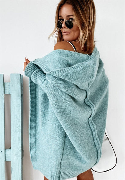 Audrey – Gestrickte Damen-Cardigan mit Kapuze