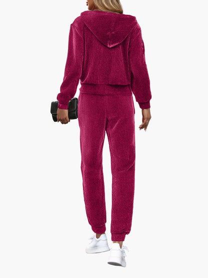 Women's casual tracksuit two-piece with hoodie and jogging pants – sporty & comfortable for everyday and fitness