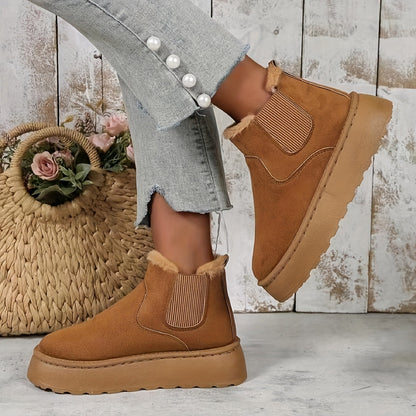 Marie – Modische flache Winterstiefel mit dickem Sohlen und warmem Plüsch für Damen