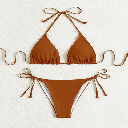 Helen – Bikinis with tied halter in solid color