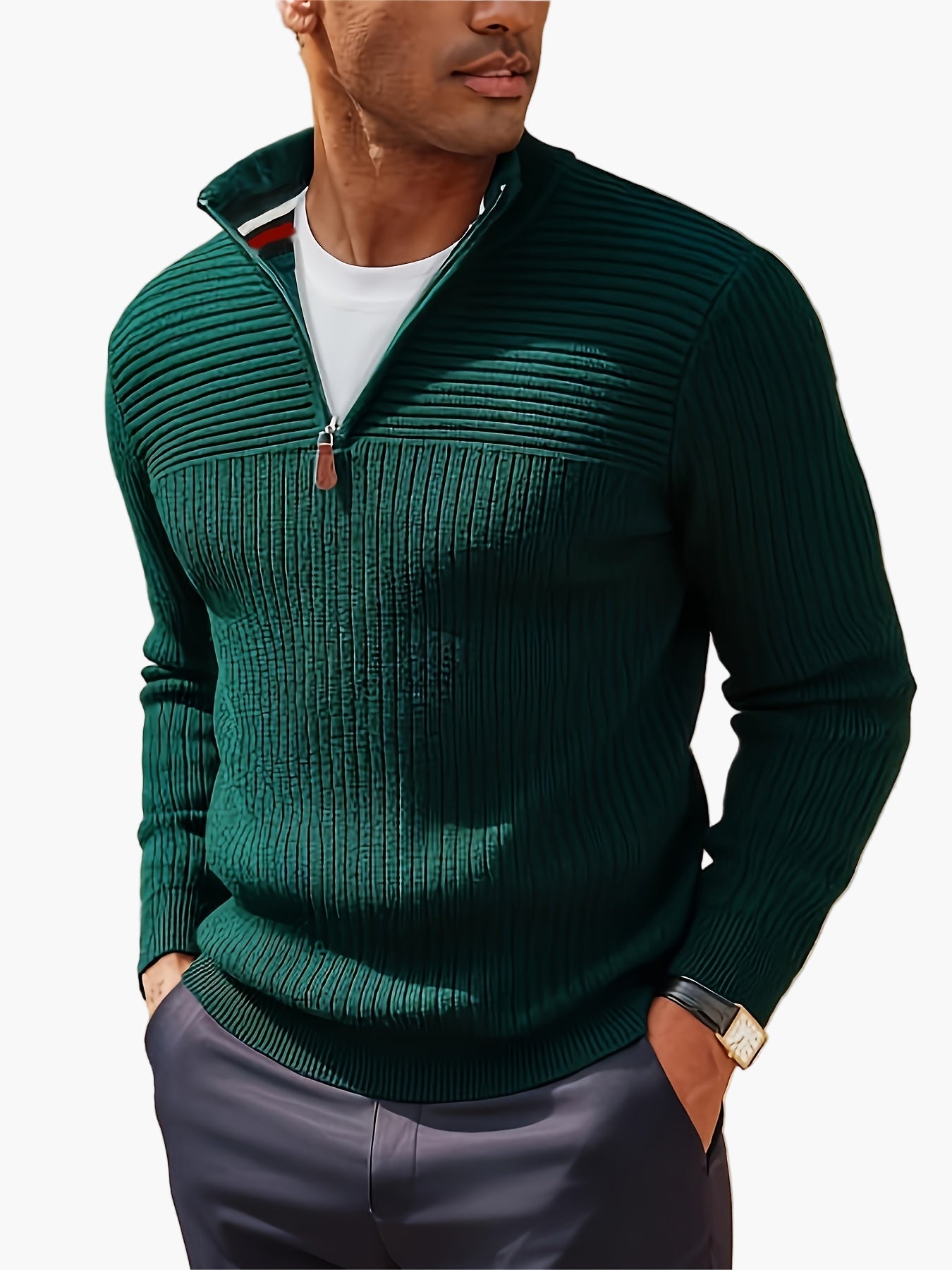 Men's Half-Zip Knit Sweater – Stylish Casual Sweater for Autumn and Winter