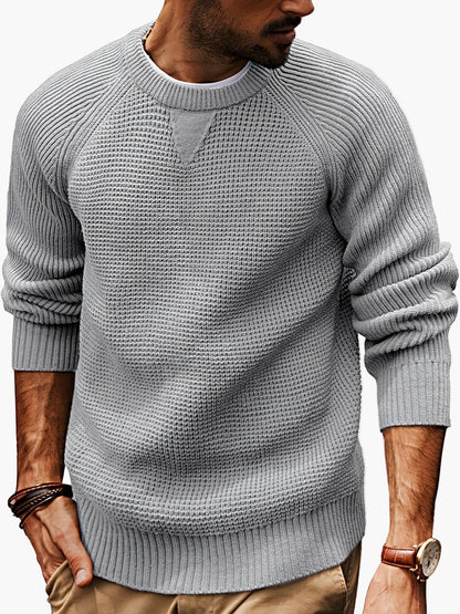Men's knitted sweater vintage style – casual crew neck sweater for everyday and leisure