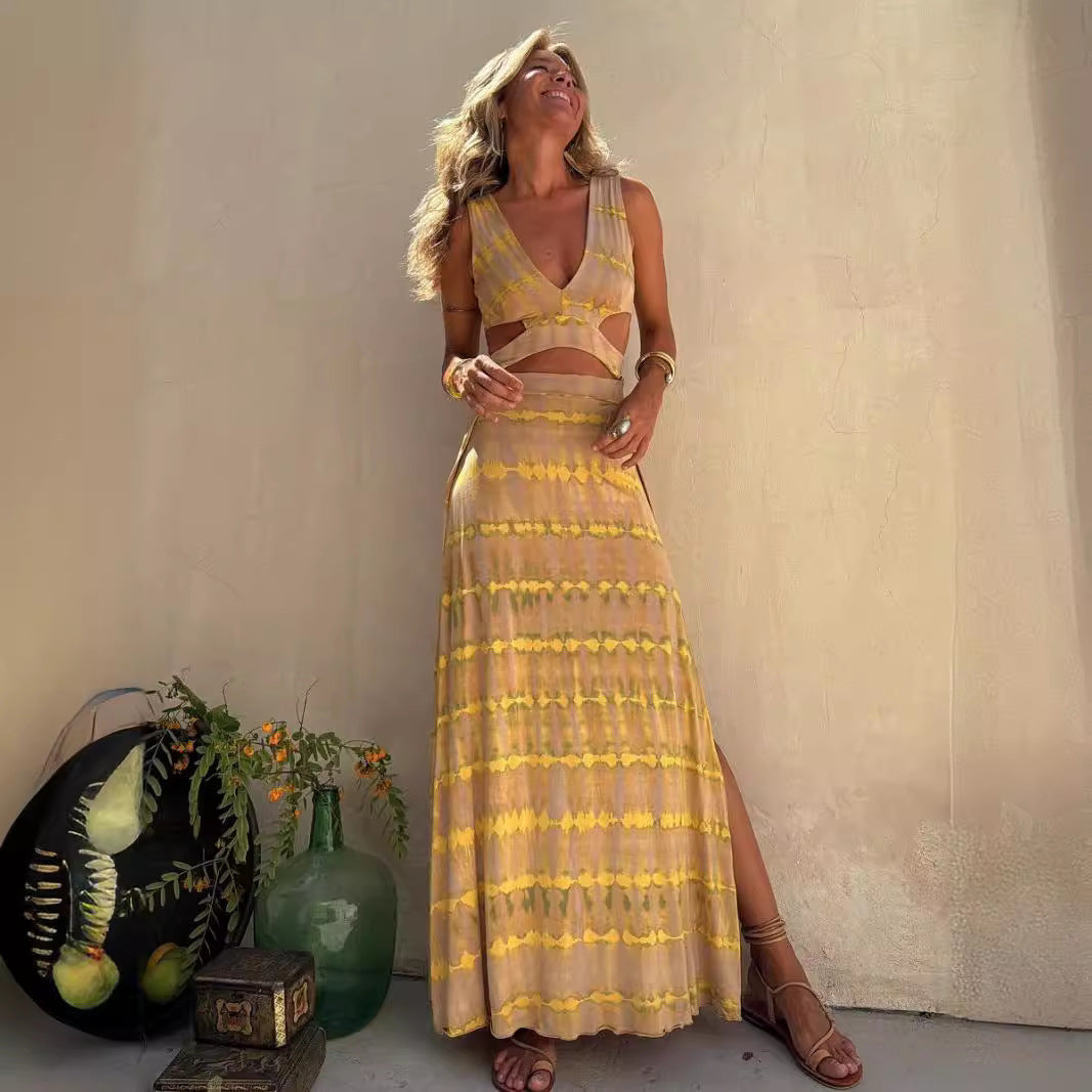 Katie – Langes Rückenausschnitt-Kleid mit Neckholder